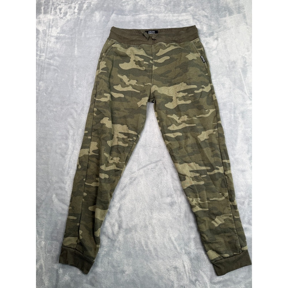 Buffalo David Bitton Zoltan Jogger Pants Boys L (14/16) Green Camo Tapered Leg